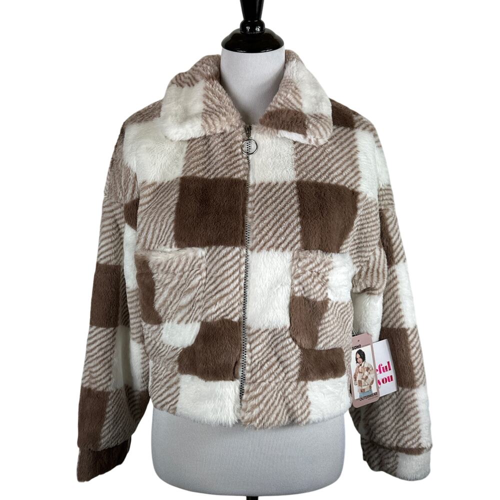 CI Sono Outerwear Faux Fur Crop Jacket, NWT, Size medium